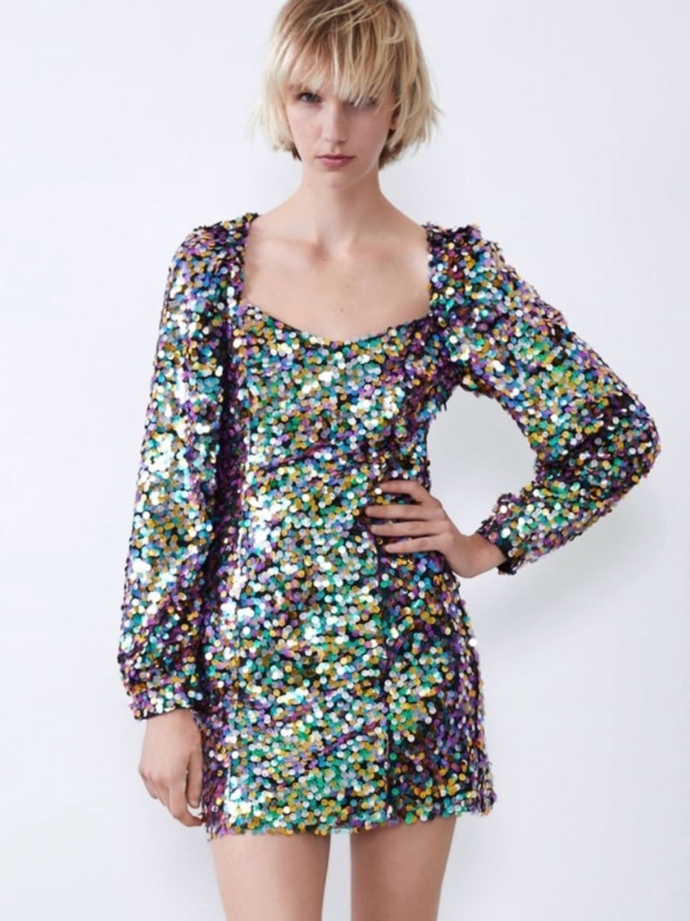 Nwot Zara Sequin Mini Dress multi color
